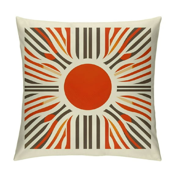 GOSMITH  Boho Throw Pillow Covers Mid Century Bohemian Sun Moon and Rainbow Minimalist Geometric Abstract Decorative Pillow Cases Home Decor Pillowcases