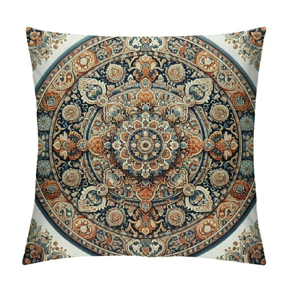 GOSMITH Boho Vintage Throw Pillow Cover Carpet Orange Pattern Antique Ethnic Decorative Pillow Cases Home Decor Square Pillowcase