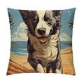 thumbnail image 1 of GOSMITH  Border Collie Beach Summer Vacation Throw Pillow, Multicolor, 1 of 5