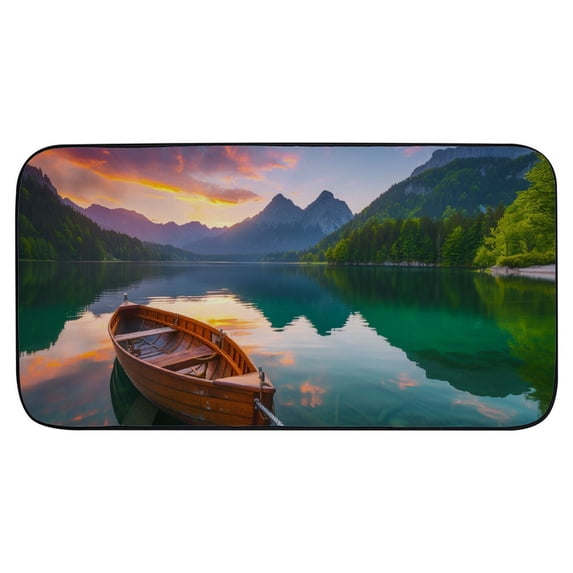 GOSMITH Calm Morning View of Fusine Lake Felt Square Floor Mat, Non-Slip Entrance Mat 19.68*39.37 in