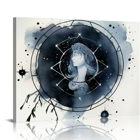 GOSMITH Cancer Zodiac Constellation Wall Art Print Astrological Star Sign in Shades of Indigo, Navy Blue. Makes a Great Gift for June-July Birthdays.