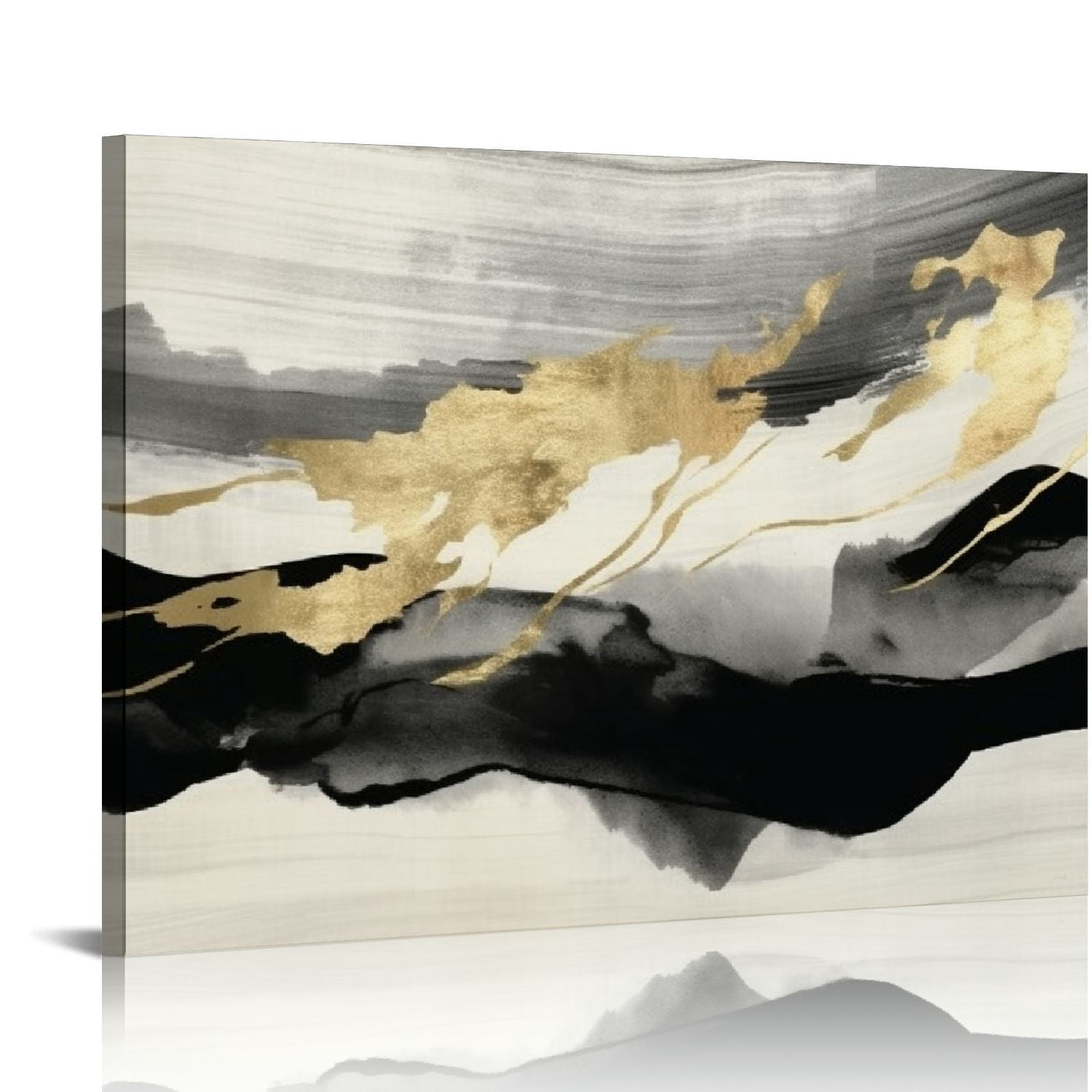 GOSMITH Canvas Art Wall Black and White Abstract Painting for Living ...