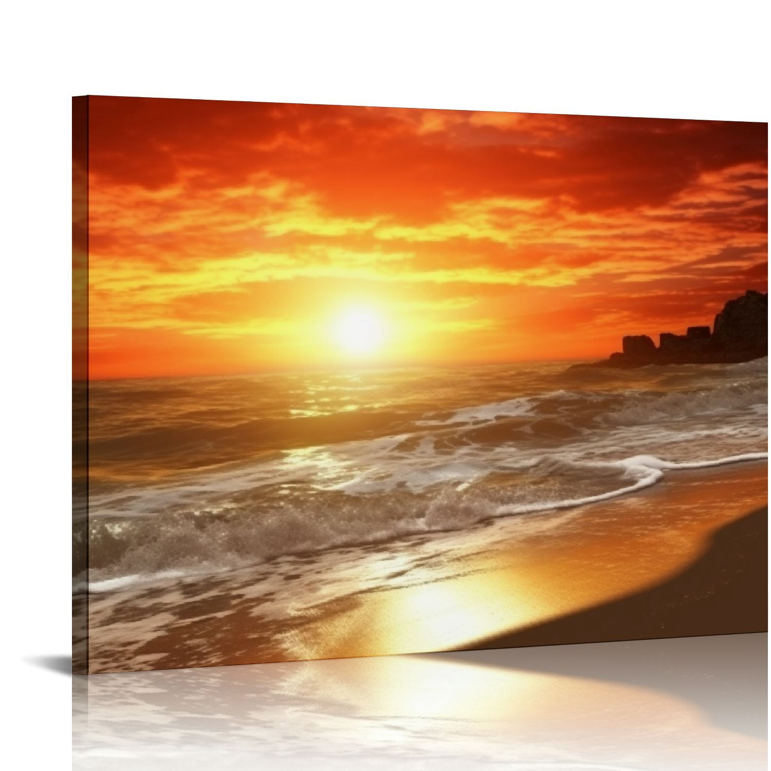 GOSMITH Canvas Print Wall Art Sunset Ocean Beach Picture Living Room ...