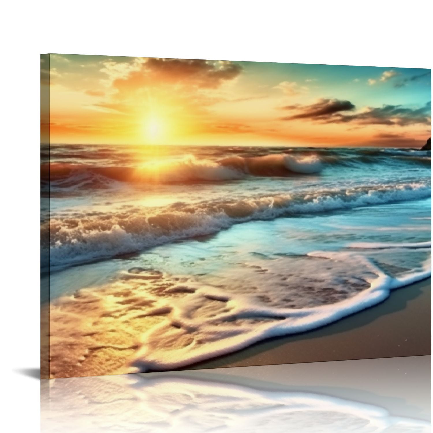GOSMITH Canvas Prints Wall Art Beach Sunset Ocean Waves Nature Pictures ...