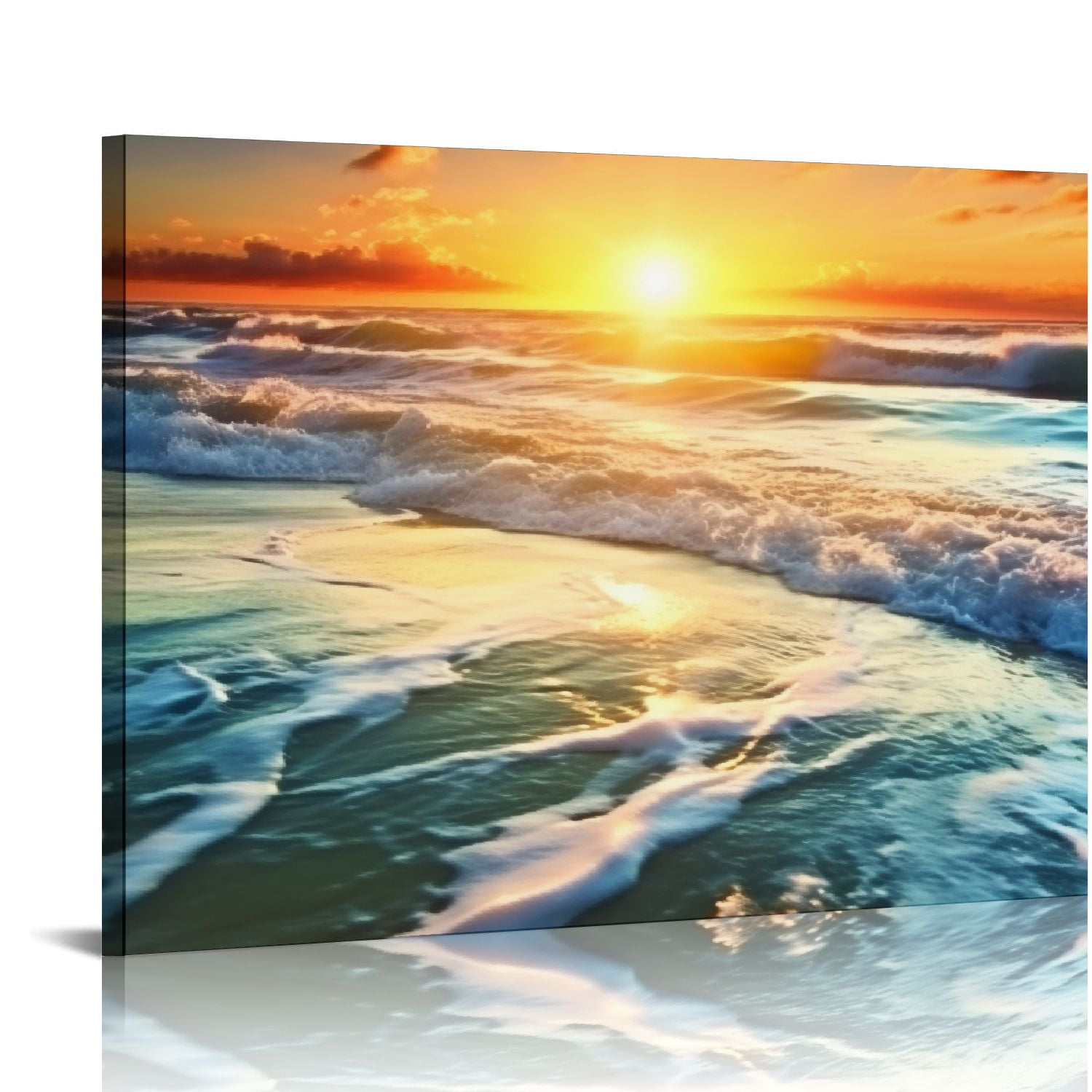 GOSMITH Canvas Prints Wall Art Beach Sunset Ocean Waves Nature Pictures ...