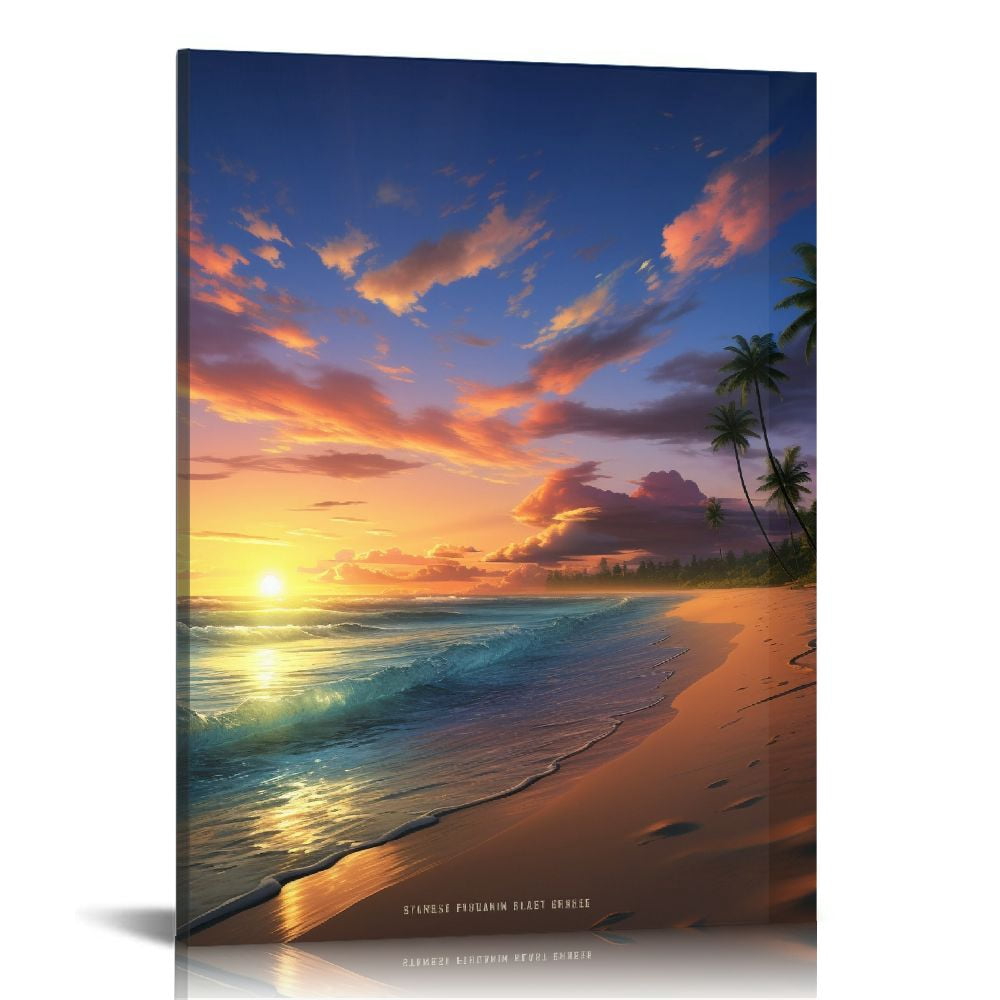 GOSMITH Canvas Prints Wall Art Sunset Ocean Beach Pictures Photo ...