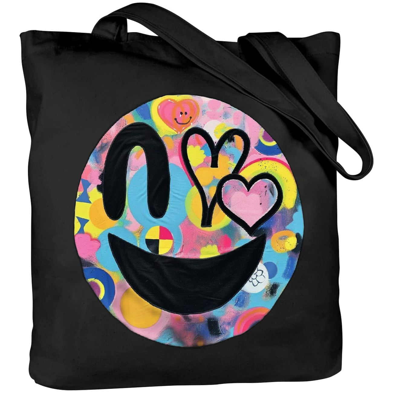 NWT Smiley Face Insulated Cooler Bag in Black with Multicolor Smiles Smiley Face Lunch Box - Etsy main image 4