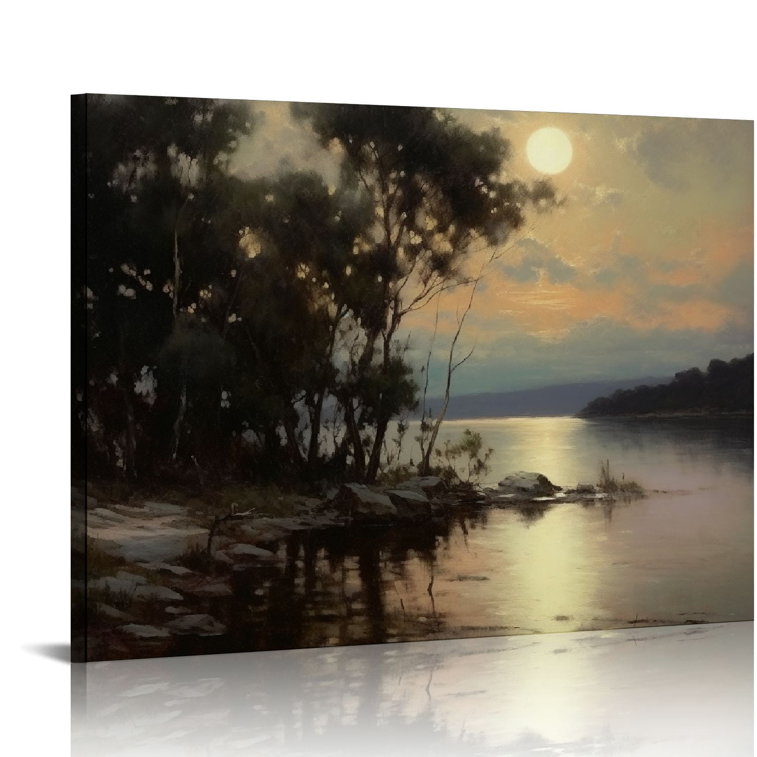 GOSMITH Canvas Vintage Wall Art Print Sunset Forest Lakeview Horizon ...