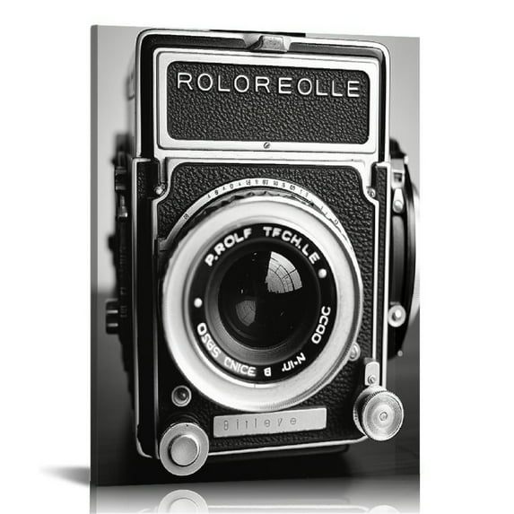 GOSMITH Canvas Wall Art Black And White Retro Camera Canvas Print Artwork Modern Wall Art Paintings Framed Ready to Hang for Living Room Dinning Room Bedroom Bathroom Home Decor