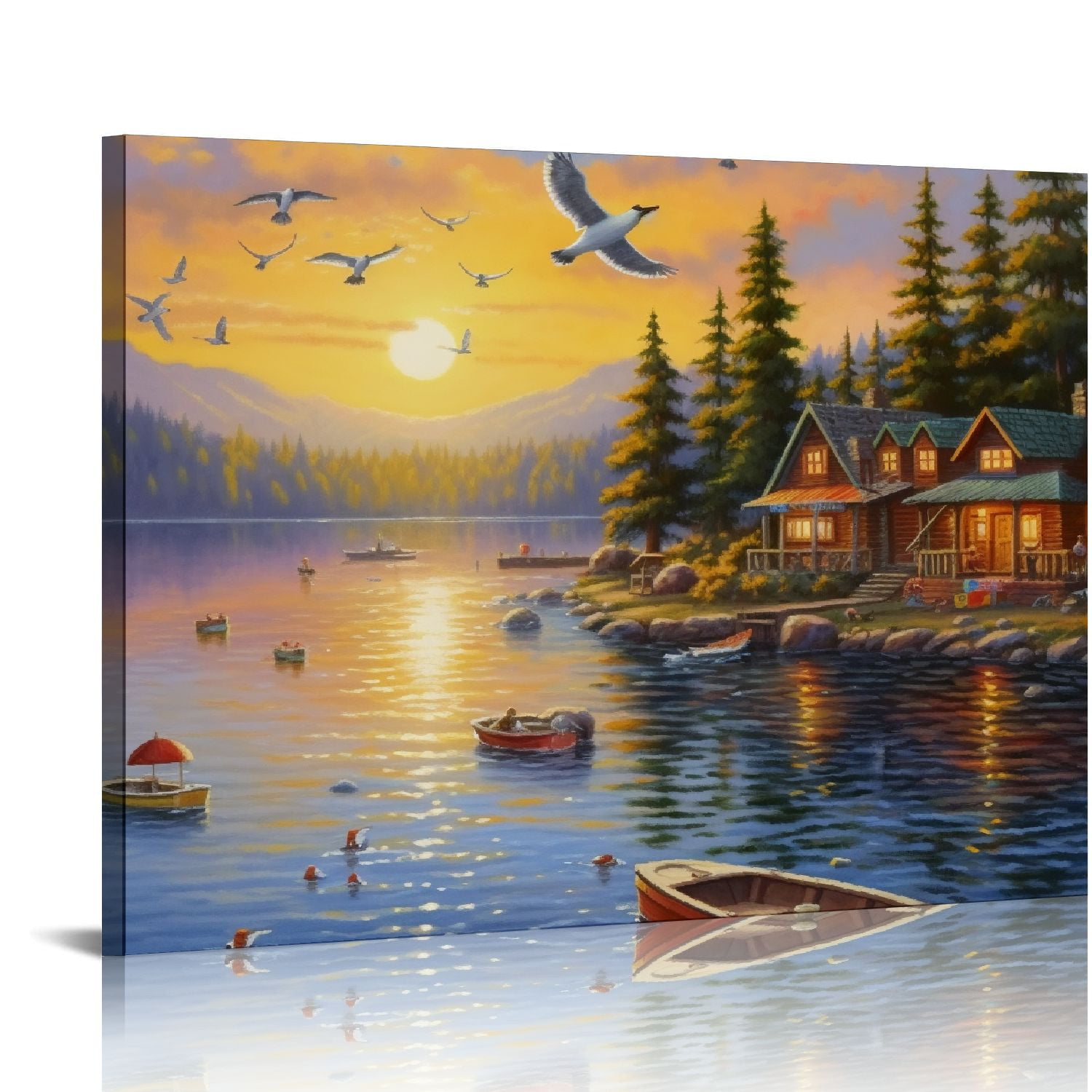 GOSMITH Canvas Wall Art, Fiber Optic Light Up Wall Decor, Battery