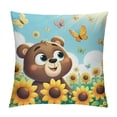 thumbnail image 1 of Leisuo Cartoon Flannel Fleece Pillow Cushion Cover, Relaxing in Flowers Nature Butterfly Lion Graphic Print, Rectangle Accent Pillow Case, Orange Yellow and Blue White, 1 of 5