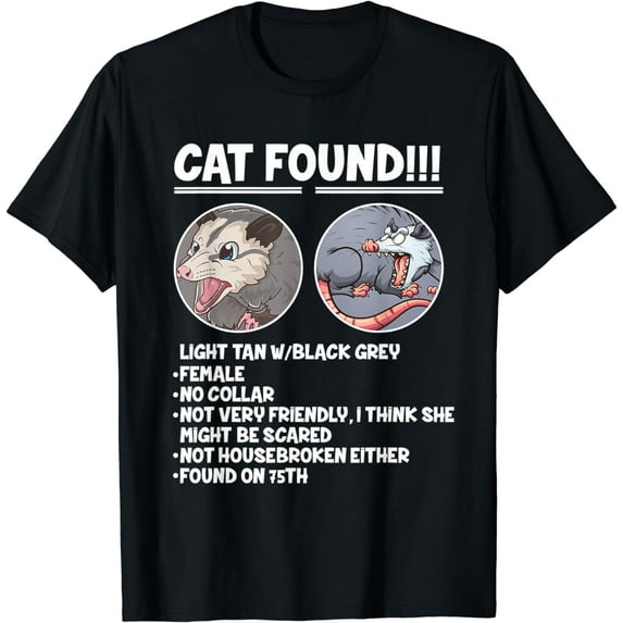 GOSMITH Cat Found - Funny O T-Shirt black