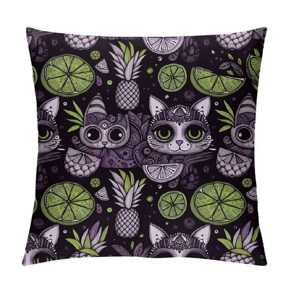 GOSMITH Cat Pineapples Palm Leaves Throw Pillow Covers Square Cushion Case Modern Home Decor Pillow Covers Decorative Pillowcase for Sofa Couch Bed Bedroom Living Room Pillow Cases