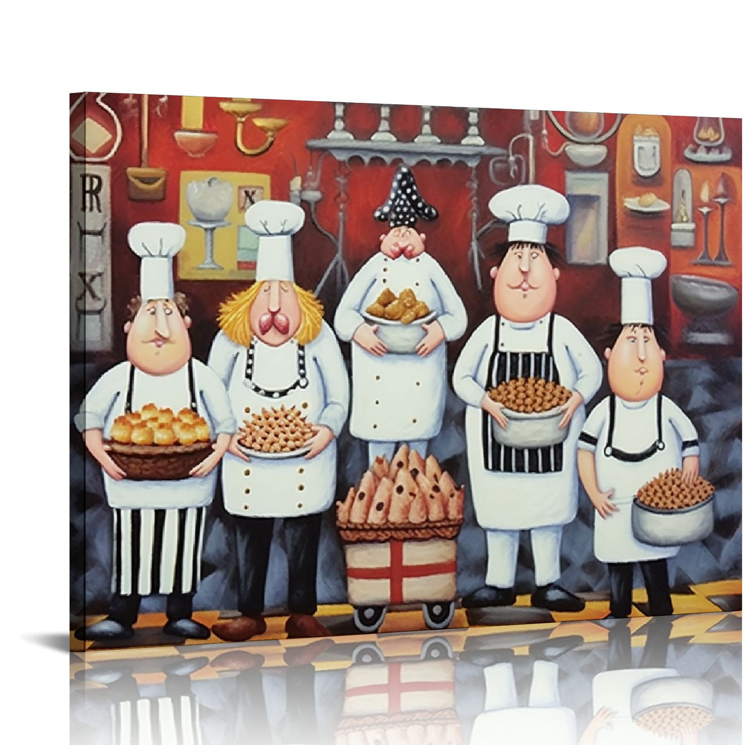 GOSMITH Chefs Art Fat Chef S Chef Art Chef Kitchen Art Four Tall Pastry Metal Signs Retro Poster