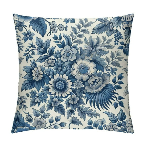 GOSMITH Chinoiserie Throw Pillow Covers Blue and White Porcelain Floral Decorative Pillow Cases Cushion Covers for Sofa Couch Car Bedroom Home Decor