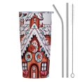 thumbnail image 1 of GOSMITH  Christmas Holiday 40oz Stainless Steel Tumbler With Handle, Travel Mug, Large Coffee Mug With Handle and Straw (Gingerbread House &amp; Gingerbread Man), 1 of 7