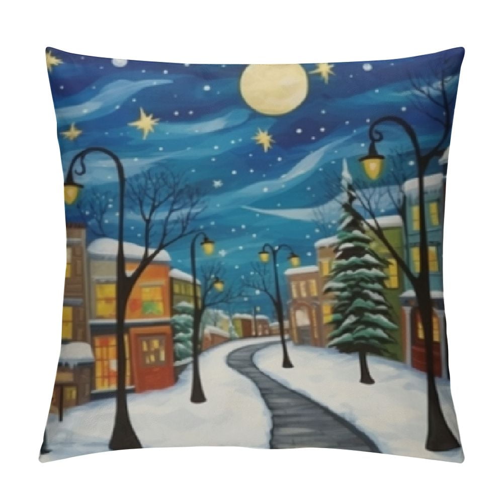 GOSMITH Christmas Night City Stock Body Pillow Cover Pillow Covers