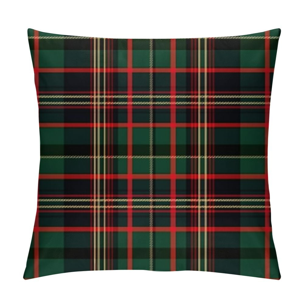GOSMITH Christmas Pillow Covers, Farmhouse Scottish Tartan Plaid Throw