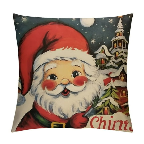 GOSMITH Christmas Throw Pillow Covers 18 x 18 Inches Merry Christmas HOHOHO Pillowcase Happy New Year Farmhouse Pillow Case Decoration for Living Room Sofa Bed Home Set of 4