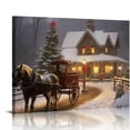 thumbnail image 1 of GOSMITH  Christmas Wall Art Red Covered Bridge and Horse Christmas Picture Fiber Optic Lights in a Canvas Print with a Winter Holiday Scene Farmhouse Style Xmas Décor, 1 of 4