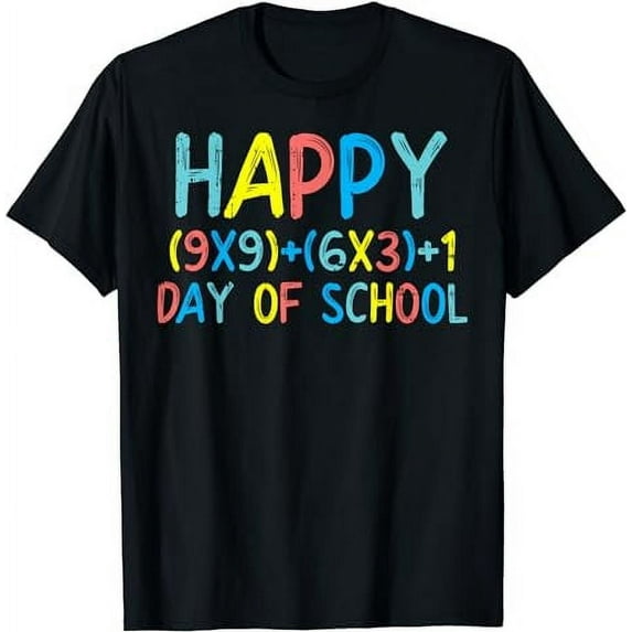 GOSMITH Colorful Math Formula Happy 100 Days School 100th Day Gift T-Shirt black