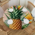 thumbnail image 1 of GOSMITH Colorful Pattern Tropical Exotic Flowers and Pineapple Waterproof Round Tablecloth White, 1 of 7