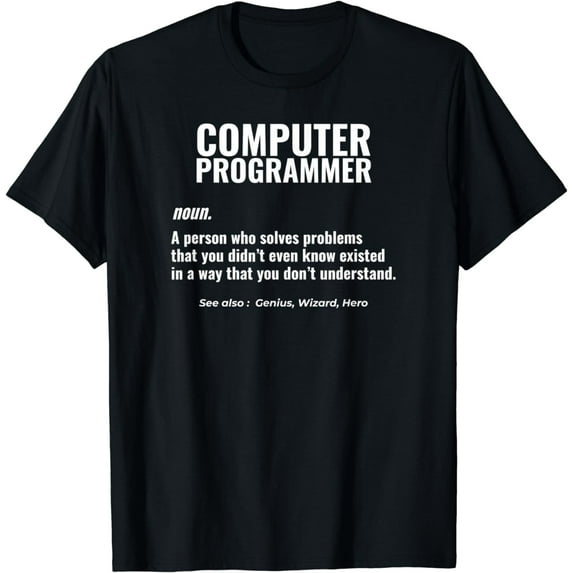 Leisuo Computer Programmer Problem Solver Genius Design T-Shirt black