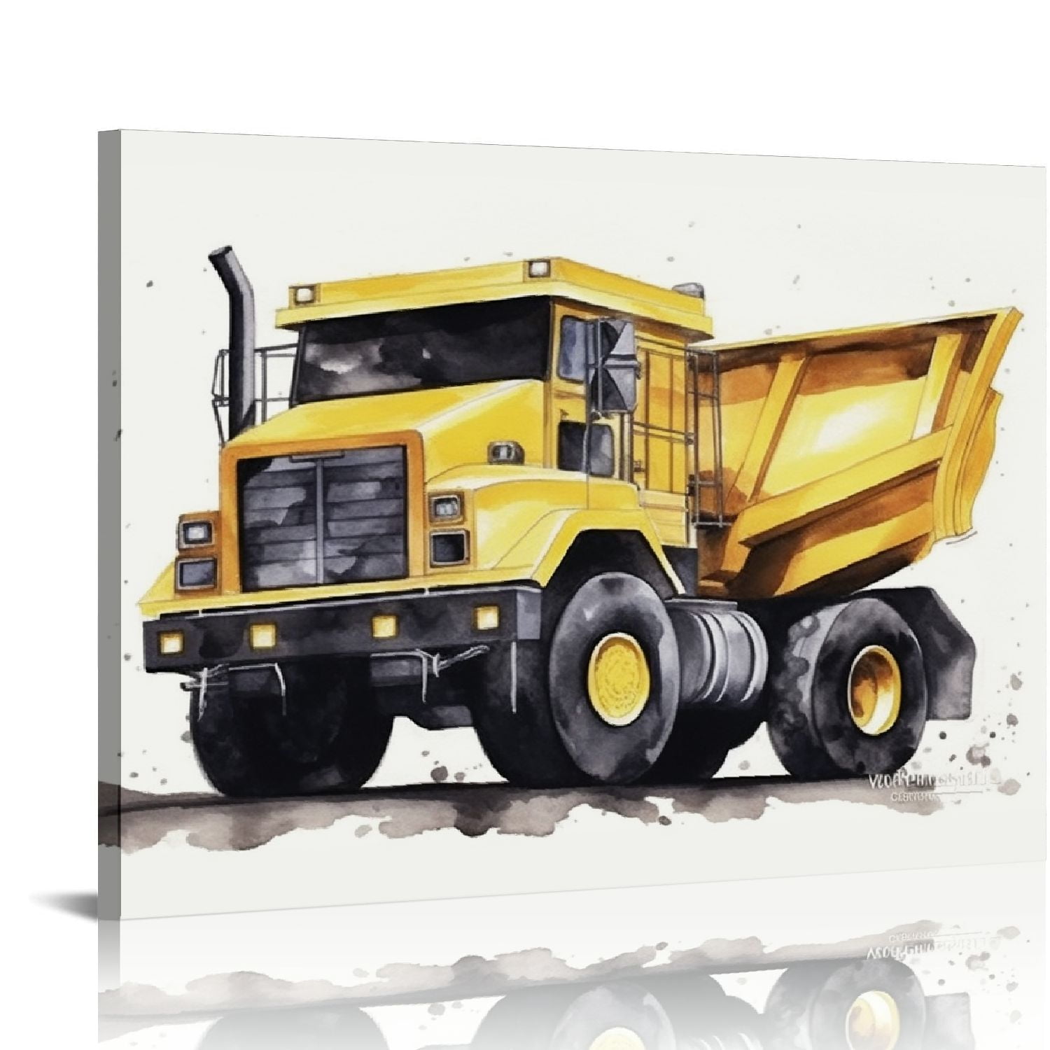 GOSMITH Construction Transportation Canvas Wall Art Watercolor Vehicles