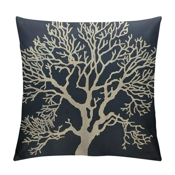 GOSMITH Coral Throw Pillow Coral Reef Irregular Shape Exotic Beautiful Plant Navy Blue Square Cushion Cover Standard Pillowcase for Home Decorative Bedroom/Living Room/Car