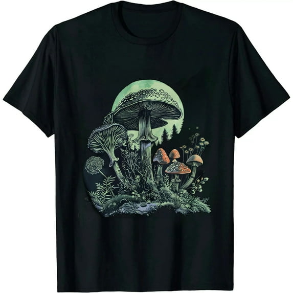 GOSMITH Cottagecore Moon, Mushrooms, Plants and Trees T-Shirt