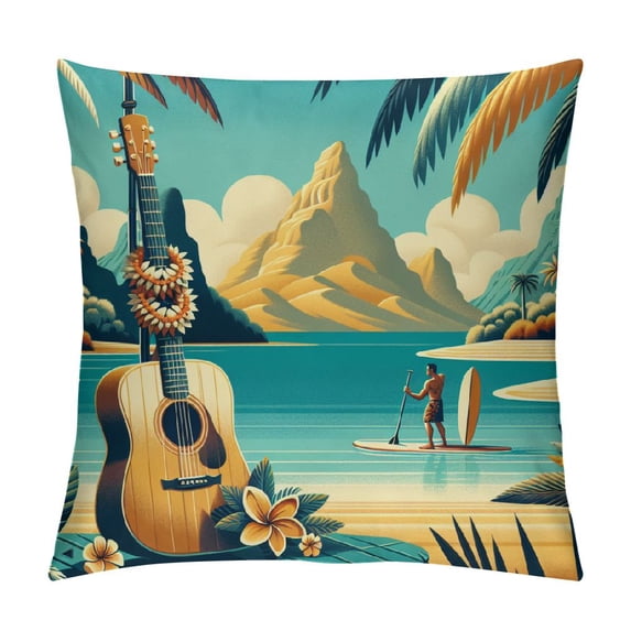 GOSMITH Couch Throw Pillow Covers Square Decorative Throw Pillow Cover Vintage Hawaii Pillow Cases Double Sided Cushion Cover for Living Room Soft Plush Cushion Case for Sofa Home Decor White