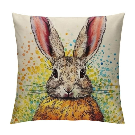 GOSMITH Cute Animal Rabbit Bunny Back Pillowcase Throw Pillow Covers Happy Easter Spring Season Decor Cushion Case