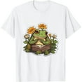 thumbnail image 1 of GOSMITH Cute Cottagecore Floral Frog Aesthetic Girls Women Graphic T-Shirt white, 1 of 3