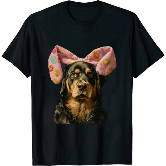GOSMITH Cute Rottweiler Easter Rottweiler Dog Eggs Basket Bunny Ears T-Shirt
