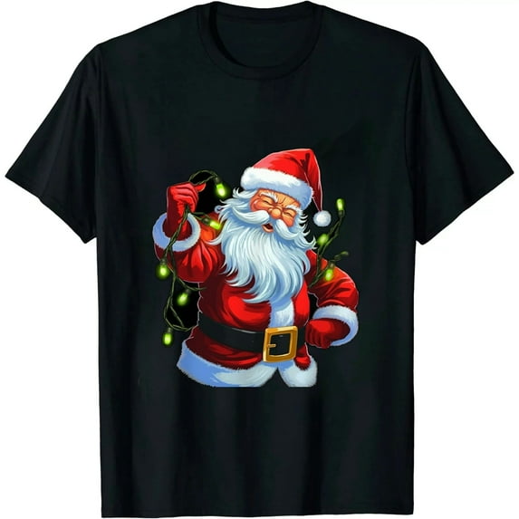 GOSMITH Dabbing Santa Shirt for Boys Girls Christmas Tree Lights T-Shirt