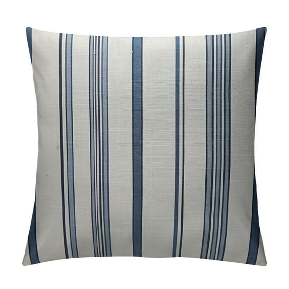 GOSMITH Decorative Farmhouse Throw Pillow Case, Cream/Off-White with Blue Stripes Modern Accent Square, Textured Throw Pillow Cover for Sofa Couch Chair Bedroom