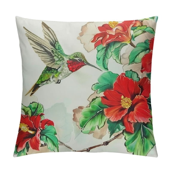 Leisuo Decorative Throw Pillow Covers Accent Red Flower Cushion Covers Pillowcases for Couch Bed Living Room Home White