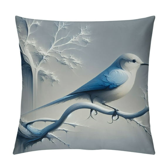 Leisuo Decorative Throw Pillow Covers Blue Bird European Black Square Cushion Case for Home Decor