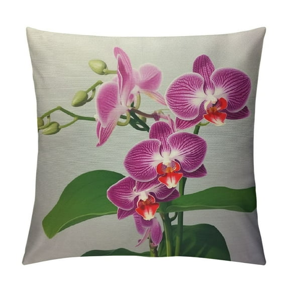 GOSMITH Dendrobium Throw Pillow Orchid Tropical Flowers Floral Elegant Pink Green White Square Cushion Cover Standard Pillowcase for Home Decorative Bedroom/Living Room/Car