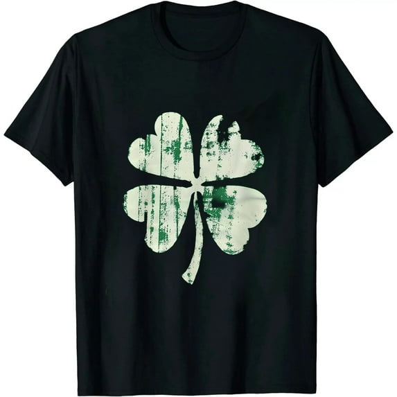 GOSMITH Distressed Shamrock Retro Irish Four Leaf Clover Shirt