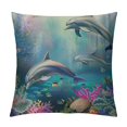 thumbnail image 1 of GOSMITH Dolphins Throw Pillows Covers Underwater World Animal Dolphins Fish Seaweed Coral Pillow Cover Pillowcase Decorative Pillow Cushion Cases for Sofa Bed Car Couch, 1 of 5