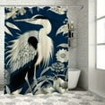 thumbnail image 1 of Leisuo Durable and Washable Blue Flower and Bird Asian Garden Chinoiserie Crane Bird Peacock Shower Curtain - Multiple Sizes White, 1 of 6