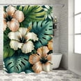 thumbnail image 1 of GOSMITH Durable and Washable Tropical Summer Hawaiian Flower Palm Leaves Printed Shower Curtain Multiple Sizes White, 1 of 7