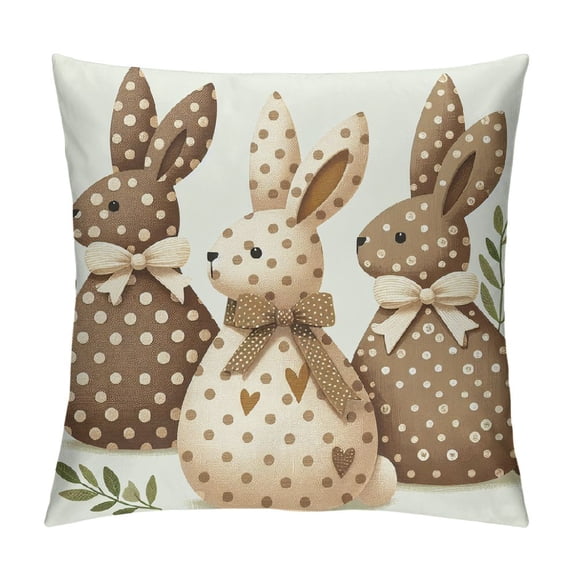 GOSMITH Easter Bunny Buffalo Plaid Throw Pillow Cover, Grey Cushion Case Decoration for Sofa Couch
