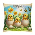 thumbnail image 1 of Leisuo Easter Pillow Cover Colored Eggs Butterflies Basket Chicks Grass Spring Cushion Burlap Farmhouse Pillow Cases with Zipper, 1 of 5
