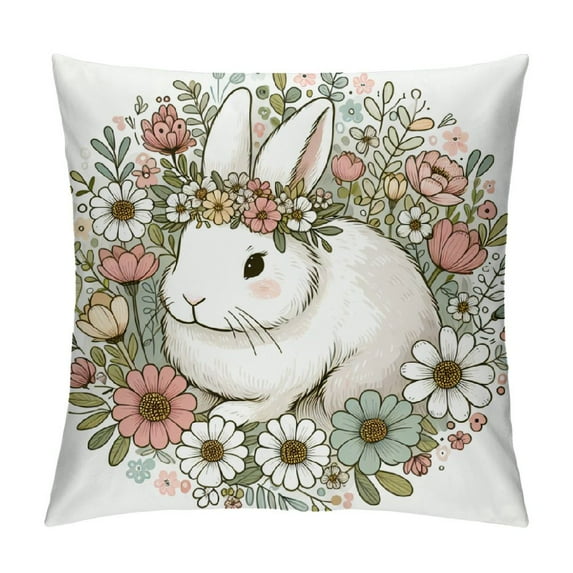 GOSMITH Easter Spring Pillow Covers Decoration,Buffalo Plaid Farmhouse Rabbit Bunny Flower Easter Throw Pillows Cushion Case Couch Decor for Spring Home Outdoor Decor