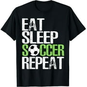 GOSMITH Eat Sleep Soccer Repeat Shirt Cool Sport Player Gift TShirt 144573-black