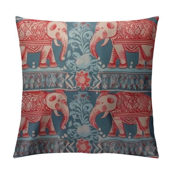 GOSMITH  Elephant Decoration Throw Pillow Cushion Covers Vintage Graphic Lotus African Tribal Ethnic Ornament Elephant Print Funny Pillows Home Decor Couch Pillow Case