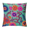 thumbnail image 1 of GOSMITH  Ethnic Chair Seat Throw Pillow Cover Suzani Pear Green Indian Pom Pom Lace Multi-Color Floral Cushion Covers, 1 of 5
