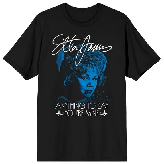 GOSMITH Etta James Blue Tone "Anything To Say You're Mine" Men's Black Tee - Small 3xl